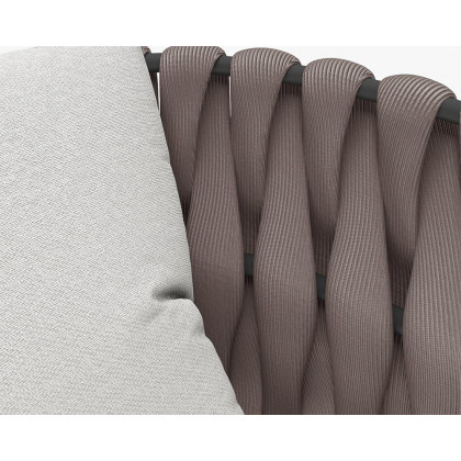 HMR Outdoor Faux Marble Top Dining Table Set with Rope Woven Armchairs - Beige & Gray, 70.9" (7-Pieces)
