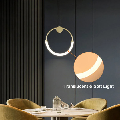 HMR - Modern Minimalist Single Circle Kitchen Island Light in Gold Cool Light