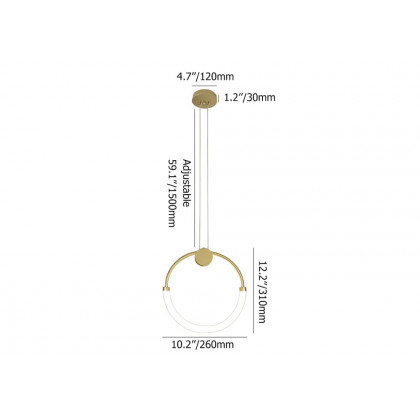 HMR - Modern Minimalist Single Circle Kitchen Island Light in Gold Cool Light