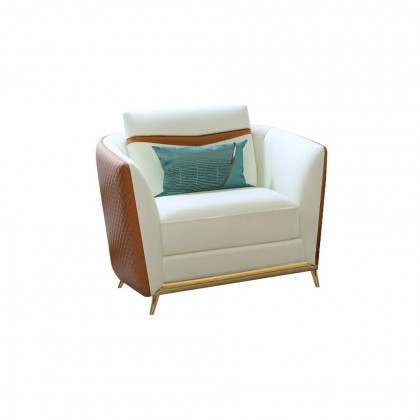 HMR - Colorg Orange Faux Leather Living Room Sofa with Single Sofa & Loveseat Set of 3