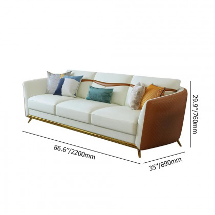 HMR - Colorg Orange Faux Leather Living Room Sofa with Single Sofa & Loveseat Set of 3