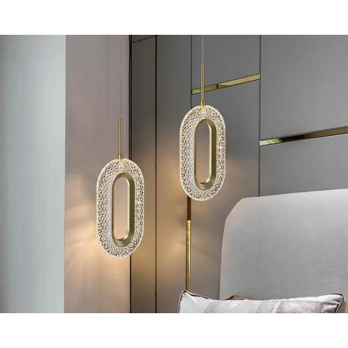 HMR Ovated Gold Ring Pendant Light LED Lighting with Adjustable Cable - 1-Light