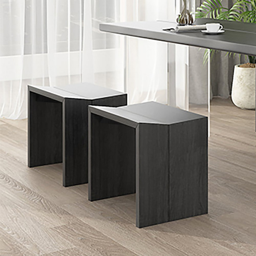 HMR - Set of 2 Farmhouse Modern Wood Dining Chairs Black