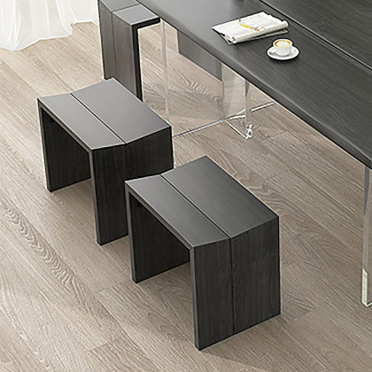 HMR - Set of 2 Farmhouse Modern Wood Dining Chairs Black