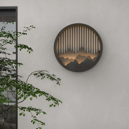 HMR - Outdoor Flush Mounted Wall Lighting Sconces LED Circle Layered Mountain Pattern
