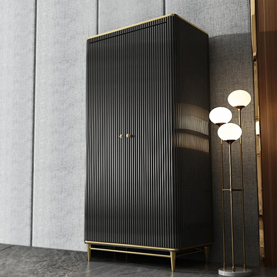HMR - Bline 70" Modern Black Wardrobe Closet with Multi-Storage