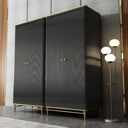 HMR - Bline 70" Modern Black Wardrobe Closet with Multi-Storage