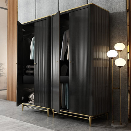 HMR - Bline 70" Modern Black Wardrobe Closet with Multi-Storage