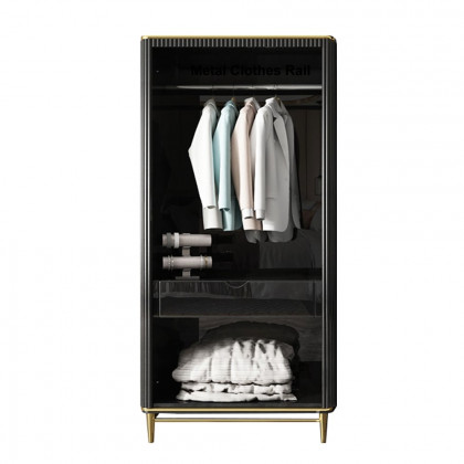 HMR - Bline 70" Modern Black Wardrobe Closet with Multi-Storage