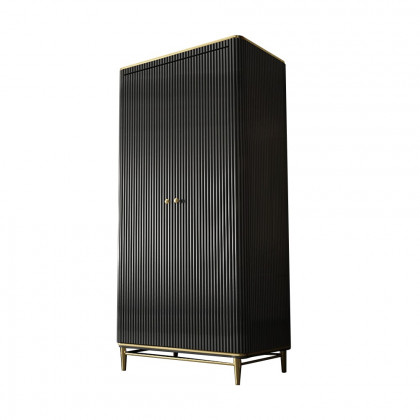 HMR - Bline 70" Modern Black Wardrobe Closet with Multi-Storage