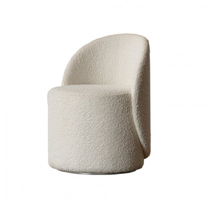 HMR - Boucle Round Back Swivel Vanity Stool Accent Chair