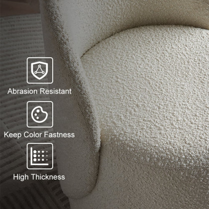 HMR - Boucle Round Back Swivel Vanity Stool Accent Chair