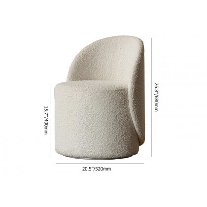 HMR - Boucle Round Back Swivel Vanity Stool Accent Chair
