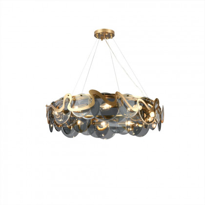 HMR - Modern 8-Light Smokey Gray Glass Chandelier with Adjustable Cables