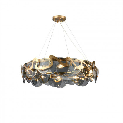 HMR - Modern 8-Light Smokey Gray Glass Chandelier with Adjustable Cables