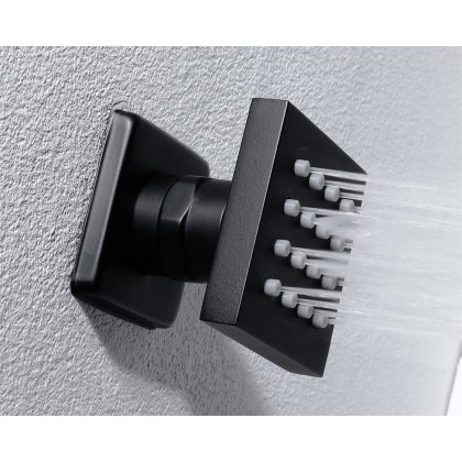 HMR Wall-Mounted 16" Shower System 4 Function Thermostatic - Black