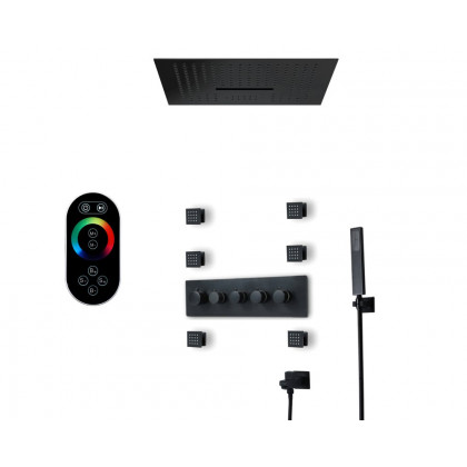 HMR Wall-Mounted 16" Shower System 4 Function Thermostatic - Black