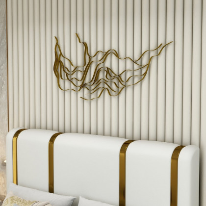 HMR - Luxury Abstract Wavy Lines Wall Decor Irregular Metal Wall Art in Gold for Living Room