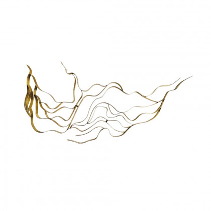 HMR - Luxury Abstract Wavy Lines Wall Decor Irregular Metal Wall Art in Gold for Living Room
