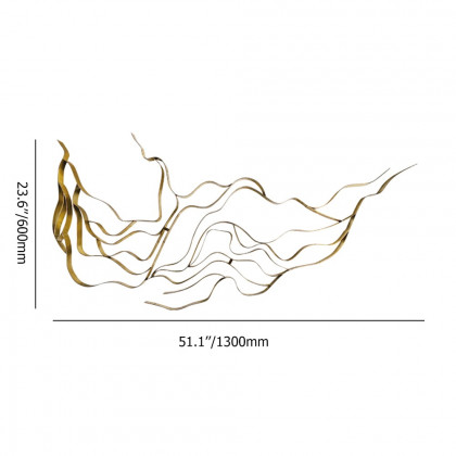 HMR - Luxury Abstract Wavy Lines Wall Decor Irregular Metal Wall Art in Gold for Living Room