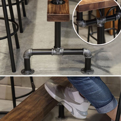HMR - Industrial Bar Table with 6 Bar Stools Seats 4-6 People (Bar Set)