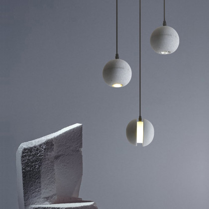 HMR - Moon Cement Pendant Light Gray Hanging Light set of 6
