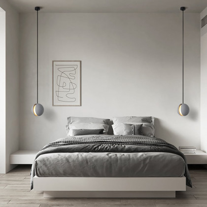 HMR - Moon Cement Pendant Light Gray Hanging Light set of 6