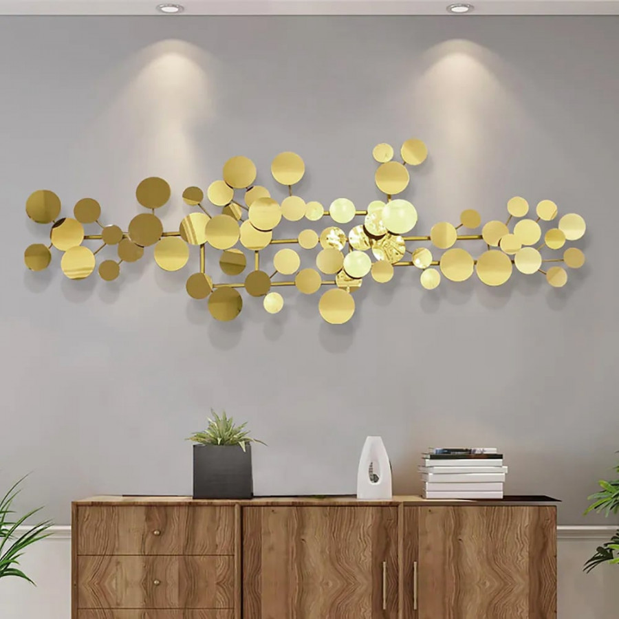 HMR - 1-Piece Modern Style Geometric Figure Wall Decor Gold Iron Wall Decor