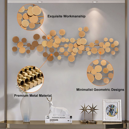 HMR - 1-Piece Modern Style Geometric Figure Wall Decor Gold Iron Wall Decor