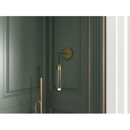 HMR - Minimalist LED Wall Light Armed Crystal Wall Sconce with Cylinder Shade
