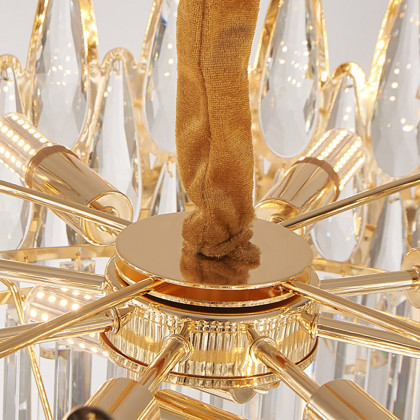 HMR - Ketose Modern Gold 14-Light Crystal Chandelier with Adjustable Chain