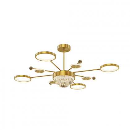 HMR - Gold LED Chandelier 9-Light Sputnik Ceiling Light with Crystal Accents