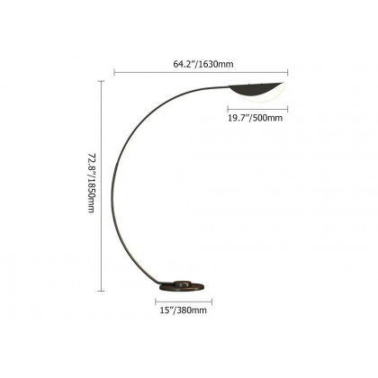 HMR - 70" Tall Black Arc Floor Lamp Metal Overarching Floor Reading Lamp