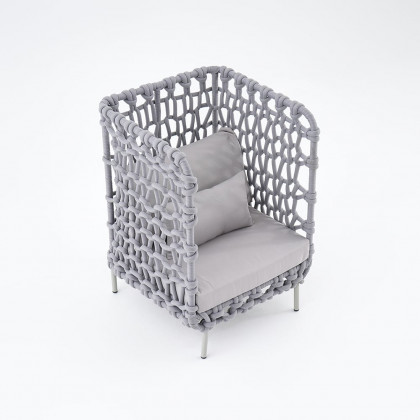HMR - 6-Pieces Aluminum & Rope Outdoor Sofa Set with Coffee Table and Cushion Pillow in Gray