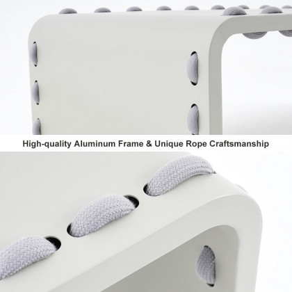 HMR - 6-Pieces Aluminum & Rope Outdoor Sofa Set with Coffee Table and Cushion Pillow in Gray