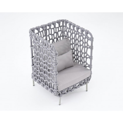 HMR - 6-Pieces Aluminum & Rope Outdoor Sofa Set with Coffee Table and Cushion Pillow in Gray
