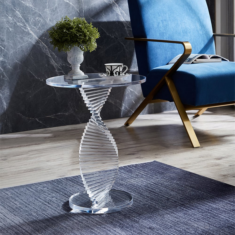 HMR - Contemporary Round Acrylic Side Table