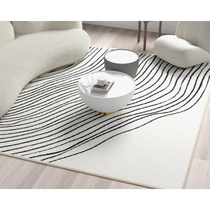 HMR - Multipurpose Rectangular Contemporary Low-key Black & White Nylon Area Rug
