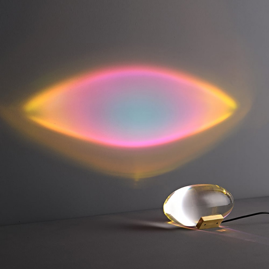 HMR - Modern Oval Colorful Crystal LED Table Lamps in Brass for Bedroom and Hallway