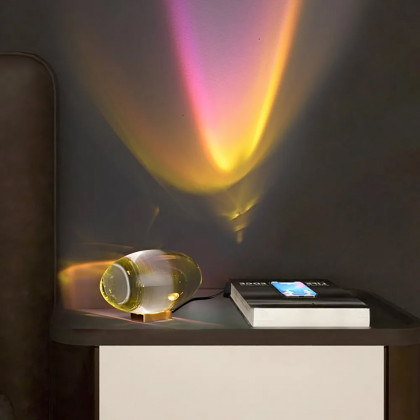 HMR - Modern Oval Colorful Crystal LED Table Lamps in Brass for Bedroom and Hallway
