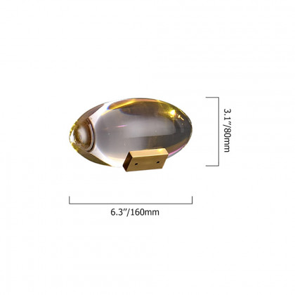 HMR - Modern Oval Colorful Crystal LED Table Lamps in Brass for Bedroom and Hallway