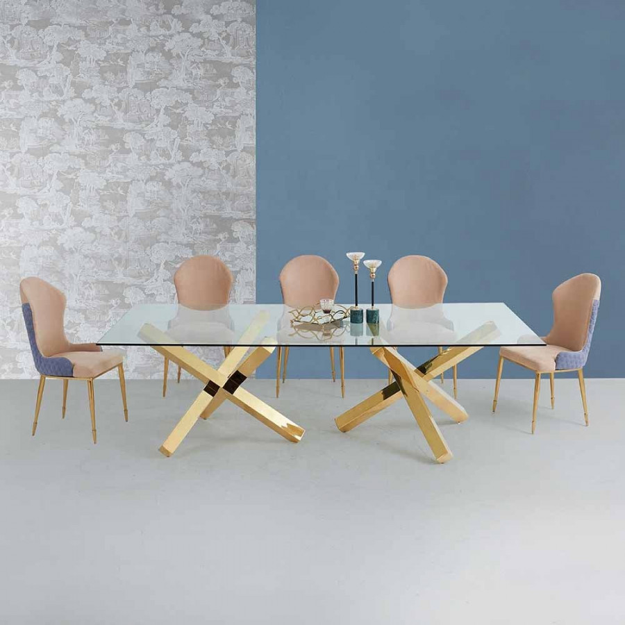 HMR - 94.5" Rectangle Tempered Glass Dining Table Seats 6-8 People