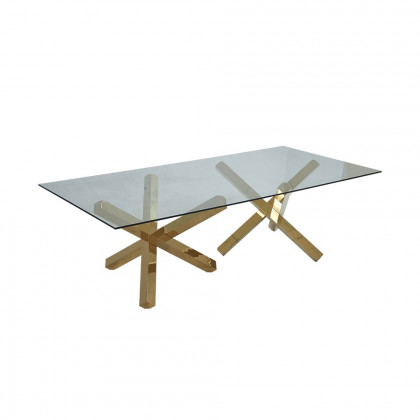 HMR - 94.5" Rectangle Tempered Glass Dining Table Seats 6-8 People