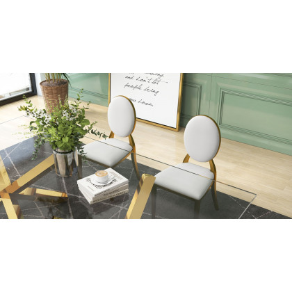 HMR - 94.5" Rectangle Tempered Glass Dining Table Seats 6-8 People