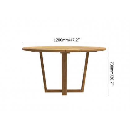 HMR - Modern Round Teak Wood 6 Person Outdoor Patio Dining Table in Natural