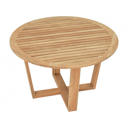 HMR - Modern Round Teak Wood 6 Person Outdoor Patio Dining Table in Natural