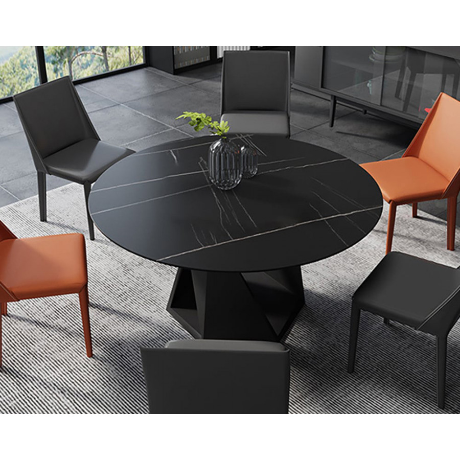 HMR - Modern Round Sintered Stone Dining Table Seats 4-6 People