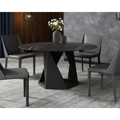 HMR - Modern Round Sintered Stone Dining Table Seats 4-6 People