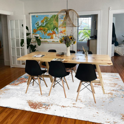 HMR - 6' x 9' Modern Abstract Living Room Ink Painting Multi-colored Rectangle Area Rug