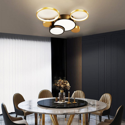 HMR - Geometric Flush Mount LED Ceiling Light in Gold & Black